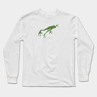 Green Jumping Frog Illustration Long Sleeve T-Shirt